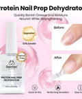 All In One At Home Nail Extensions Kit With 256 Clear Stiletto Tips In 16 Sizes, Mini UV Lamp, 20g Nail Glue, Dehydrator, Primer, Base Coat And Top Coat For Pro Grade Salon Nails At Home, dehydrator bottle with before and after nail images