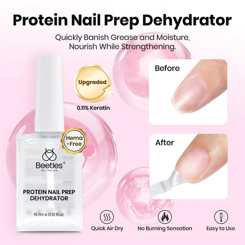 All In One At Home Nail Extensions Kit With 256 Clear Stiletto Tips In 16 Sizes, Mini UV Lamp, 20g Nail Glue, Dehydrator, Primer, Base Coat And Top Coat For Pro Grade Salon Nails At Home, dehydrator bottle with before and after nail images
