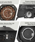 Smokeless 24 Inch Portable Propane Fire Pit With Grill Grate And Lid 60 000 BTU Outdoor Firepit features and components