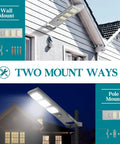 1500W Commercial Solar Street Light With Remote Control And Motion Sensor for wall or pole mount options shown outdoors