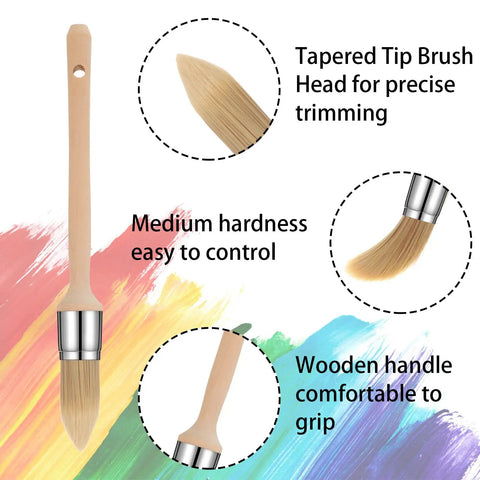 4 Piece Trim Paint Brush Set with wooden handle, tapered tip for precise trimming, and easy control, perfect for edges.