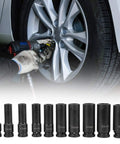 Top Tier 1 Inch Drive Impact Socket Set 10 Piece Pro Kit Chrome Molybdenum Steel Heavy Duty Mechanic Garage Auto Repair Tool Wrench for Tough Jobs, 10mm-24mm sockets on car wheel