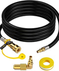 12 Ft RV Quick Connect Propane Hose For RV To Grill With Elbow Adapter LP Hose With 1/4 Inch Shutoff Valve And 1/4 Inch Male Full Flow Plug