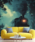 Vintage Steam Train Wall Mural With 3D Railway Scene For Living Room And Bedroom, Old-School Locomotive Wallpaper