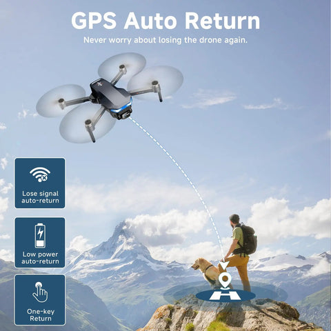 GPS Drone With 4K Camera For Adults Foldable RC Quadcopter With 1312ft Video Transmission 48 Minutes Of Flight Auto Return feature