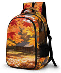 Maple Branch Autumn Cabin Printed Unisex Backpack With Large Capacity Built From Durable Polyester For Everyday School Travel Hiking