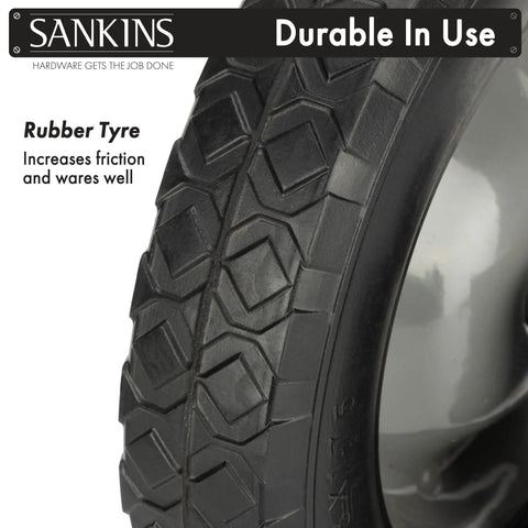 8 Inch Rubber Gate Wheel Caster For Swing Gates Heavy Duty Gate Helper Side Mount close-up view of rubber tire texture