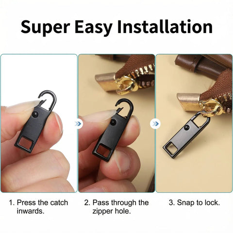 20 Piece Black Zipper Slider Replacement Kit For Luggage Jackets Backpacks And Clothes No Tools Needed Quick Fix installation guide