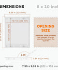 Top Shelf Eight By Ten Inch White Abs Plastic Plumbing Access Panel With Smooth One Hundred Eighty Degree Swivel Lid dimensions and opening size diagram.