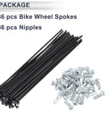 Universal Bicycle Spokes And Nipples Kit 13G 130Mm Length 36 Spokes 36 Nipples Black 45 Steel Durable For Road MTB BMX