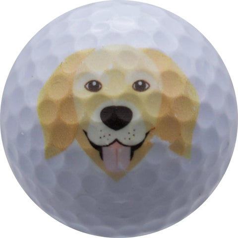 Dog Lover Golf Balls Set Of 12, Funny Dog Theme Golf Balls For Golfers And Pet Lovers featuring yellow dog face design