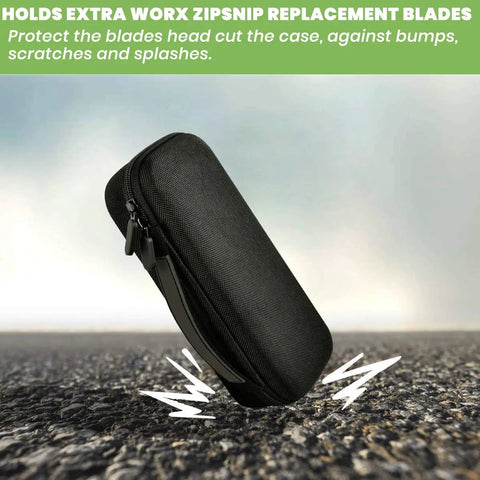Durable ZipSnip Case For Worx WX081L WX082L Cordless Scissors, black zippered case on textured surface.