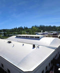 White roof coated with Maximum Stretch Waterproof Sealant Membrane For Roofing, Repairs, Concrete, EPDM And Wood, DIY Friendly Liquid Rubber Sealer
