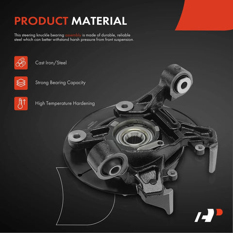Product Material - Rear Right Steering Knuckle And Wheel Bearing Hub Assembly For Ford Explorer 2006-2010, Explorer Sport Trac 2007-2010, Mercury Mountaineer 2006-2010, Passenger Side, Direct Bolt On Replacement, Premium Quality, V6 And V8 Compatible, Cast Iron/Steel, Strong Bearing Capacity, High Temperature Hardening