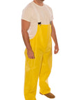 Rain Bib Overall For Tough Weather, Bright Yellow Waterproof Workwear In Medium Fit, Heavy PVC Coated Breathable Lining, Built To Last