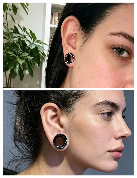 Silicone Ear Gauges Tunnels Plugs For Ears 10mm 00G Black Invisible Stretching Kit For Women Men