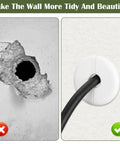 Two Pack White Wall Cable Grommets Kit 1.57 Inch Hole Pass Through For Easy Cable Management No Fuss Dustproof Durable ABS Quick Install Keeps Cables Hidden And Tidy In Home Office Living Room And Studio, white ABS grommet on cable pass-through hole