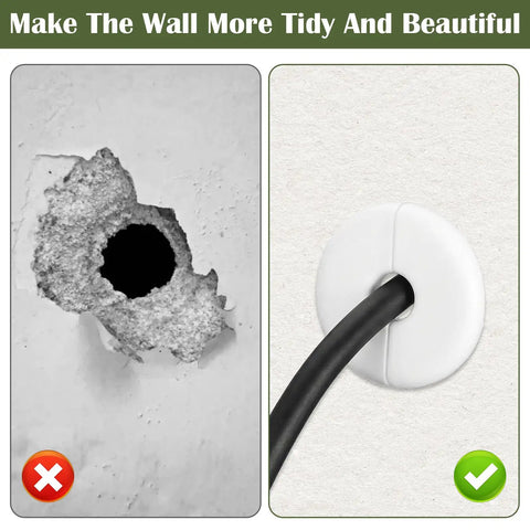 Two Pack White Wall Cable Grommets Kit 1.57 Inch Hole Pass Through For Easy Cable Management No Fuss Dustproof Durable ABS Quick Install Keeps Cables Hidden And Tidy In Home Office Living Room And Studio, white ABS grommet on cable pass-through hole