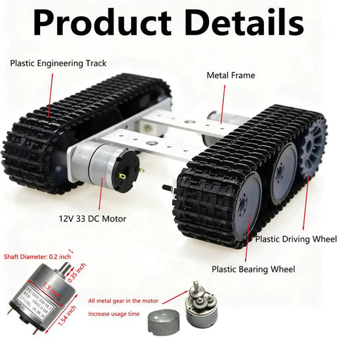 Dope Robot Tank Chassis Kit With 2 Tracks For Arduino Raspberry Pi Micro Bit Python And DIY Education, Metal Tank Chassis