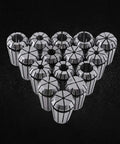 Pro Grade Heavy Duty 15 Piece ER20 Collet Set Ranging 1 To 13 mm In Metric Steel With 65Mn Spring Steel Construction arrangement