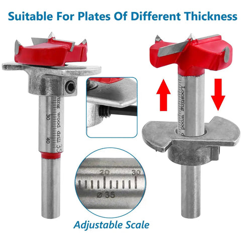 Beast 35mm Concealed Hinge Jig Kit detail showing adjustable scale and red drilling guide for precise cabinet work.