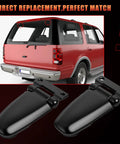Ford Lincoln Rear Liftgate Window Hinges Replacement For Expedition 1997-2002 And Navigator 1998-2002 Replaces F75B-78420A69-AA And F75B-78420A68-AA Drop-In Fit shown installed on vehicle with close-up of black hinges.