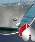 Heavy Duty 2 Piece Stainless Steel Boat Bow Guard With Strong Adhesive Rust Proof Keel Protector on boat hull by water.