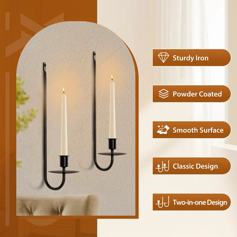 Upgrade Your Digs With These Dope Black Metal Wall Candle Sconce Holder Set Of Two Featuring Removable Taper And Pillar Disks For A Chill Cozy Ambiance.