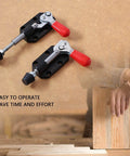 Two Piece Quick Release Toggle Clamp Set With Cast Iron Removable Base For Woodworking Jigs And Fixtures Pocket Hole Jigs Welding And CNC Pro Grade Performance Heavy Duty Clamp With Comfortable Plastic Sleeve Handle Built Tough And Easy To Use