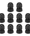 10 Pack G1/2 Inch Cable Glands Adjustable 6 to 12.5 Millimeters PA6 Nylon IP68 Waterproof Connectors With Seals Black