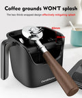Knock Box For Espresso Grounds, Go To Pro Grade Stainless Steel Barista Tool With Removable Knock Bar, Handle And Lid, 4.8 Inch, Black