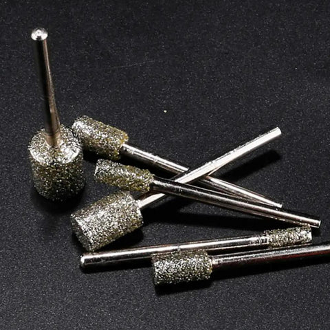 60 Grit Diamond Coated Grinding Bit Sets With One Eighth Inch Shank Cylinder Head Rotary Diamond Burrs In 3mm 4mm 5mm 6mm And 8mm For Jade Grinding Glass Carving Mold Repair Cast Cleaning And Jewelry Polishing