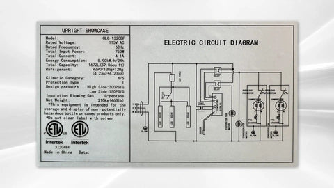 Electric circuit diagram for Heavy Duty Commercial Display Refrigerator Three Section Hinged Glass Door Upright Fridge Cooler.