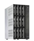 Screaming Fast 12 Bay Network Attached Storage Chassis Featuring Intel Core I7 1255U Powerhouse And 16Gb Ddr5 Cache For Seamless Cloud Sync and Heavy Duty Archival Runs Right Now showing front view with drive bays.