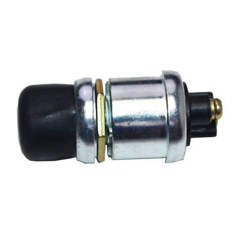 Momentary Push Button Start Switch With Neoprene Cap And Panel Mount Fits Five Eighth Inch Hole Screw Terminal Universal Black Beefed-Up Automotive Start Button For Cars Trucks And Jeeps, side view