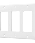 3-Gang Decorator Wall Plate For Light Switch And Receptacle, Gloss Finish, 4.50 By 6.38 Inches, White Polycarbonate Thermoplastic