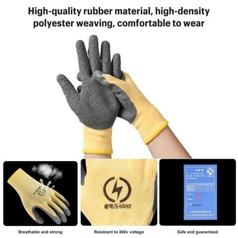 Battle Tested Electrical Insulated Gloves Serving Up 400V High Voltage Defense And Sick Anti Slip Rubber Palm For Electricians Who Want No Nonsense Protection Every Time They Clock In
