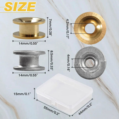12 Pcs Grass Trimmer Eyelets Kit With Plastic Storage Box For String Trimmers Brass And Aluminum Eyelets Replacement Parts