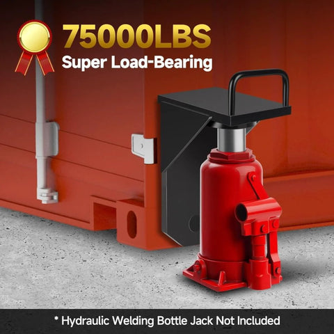 Two Pack Shipping Container Jack Lug Booster Lifter Leveler Kit for container homes and storage projects, shown installed.