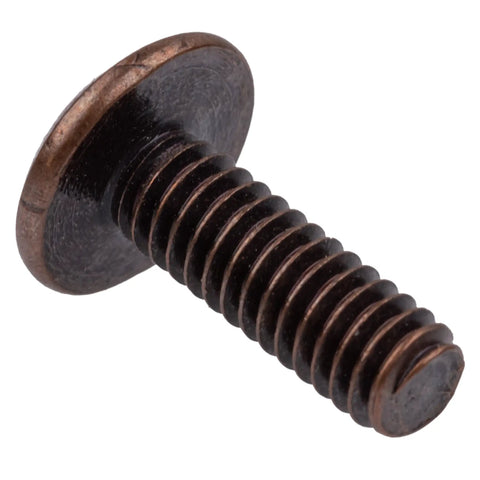 Snag These Dope Antique Copper Truss Head Machine Screws For Cabinet Door Knobs And Dresser Drawer Pulls Pack Of Twenty Five Half Inch Threaded Hardware To Fix Up Your Sweet Setup Now, showing a close-up of the screw design.