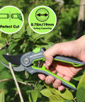 Person using 8 Inch Bypass Pruning Shears With Sharp SK5 Steel Blades For Smooth Pro Grade Cuts, Rust Resistant Garden Pruner