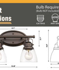 Antique Industrial Wall Sconce Two Light Vanity Fixture In Oil Rubbed Bronze With Clear Glass Shade For Bathroom Living Room And Hallway 2 Pack