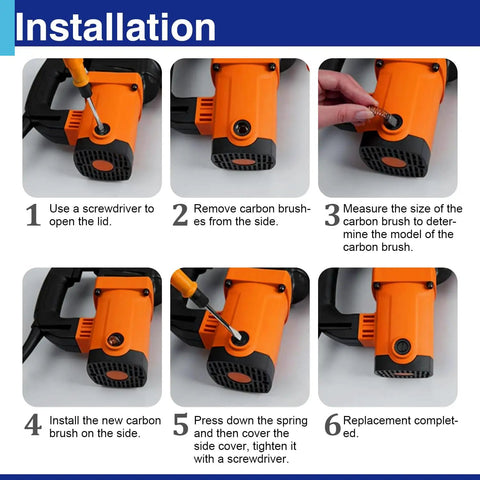 Step-by-step installation guide for 20Pcs Electric Motor Carbon Brushes Set For Replacement In Power Tools Fits Circular Table Saw Angle Grinder And Electric Hammer Drill 10 Models For Durable Conductivity And DIY Ready Performance.