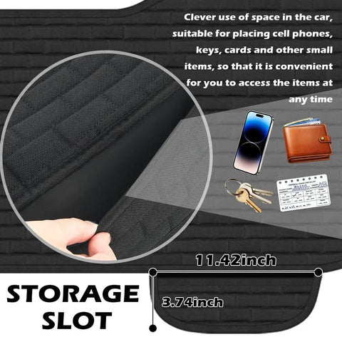 Storage pocket detail of Back Seat Cover For Car, Breathable Linen Bench Seat Protector with items placed
