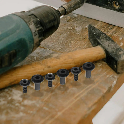 20 Piece Black Iron Socket Cap Screws And Nuts Kit With Anti Loosening Design For Furniture Projects on workbench