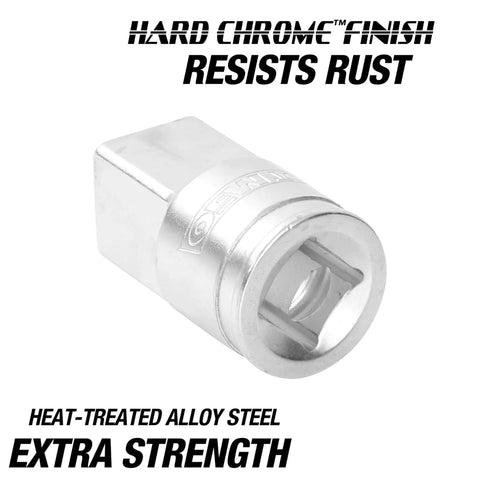 Rock Solid One Half Inch Female To Three Quarter Inch Male Locking Socket Adapter With Heavy Duty Low Profile Build And Locked Dead Tight Ball Retainer For Zero Play Ratchet Conversions