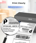Genuine 4x6 Direct Thermal Shipping Labels For Nelko PL70E Printer shown with magnified label detail and clear printing
