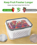 5 Pack Large Fridge Storage Containers With Removable Colander, Leakproof Design, Dishwasher And Microwave Safe with strawberries