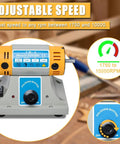 Jewelry Polisher And Bench Grinder Kit With Adjustable Speed showing control panel and speed range from 1750 to 10000 RPM.