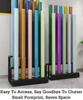Killer Heavy Duty Storage Rack For Roll Materials With Adjustable Leveling Feet For Garage Workshops holding colorful rolls securely.